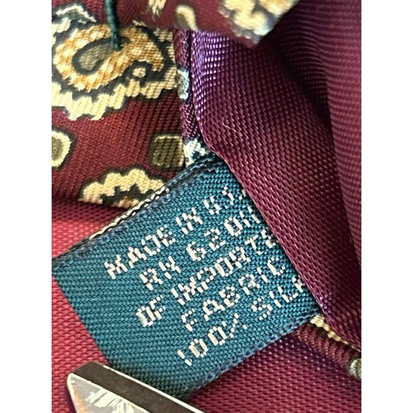 J Crew Men's Burgandy Paisley Print Handmade All Silk Tie Professional Career - Picture 4 of 4